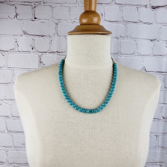 Turquoise Necklace Earrings Set Beaded Leather Silver Kenneth Cole Adjustable - Picture 2 of 12